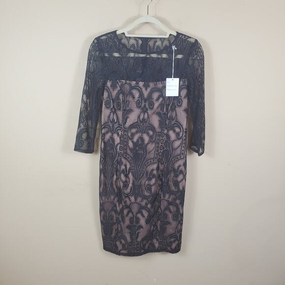 Adrianna Papell Black Lace Sheath Dress Women's Size 6 - Picture 1 of 12